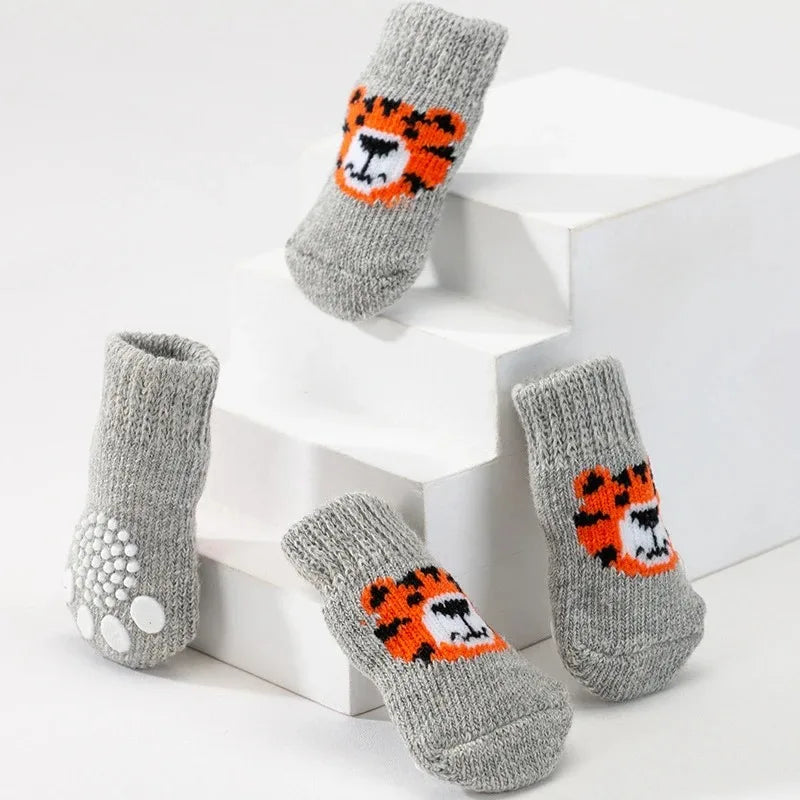 4er Set Warme Hunde- & Katzensocken  – Tiger-Design - Animalivo