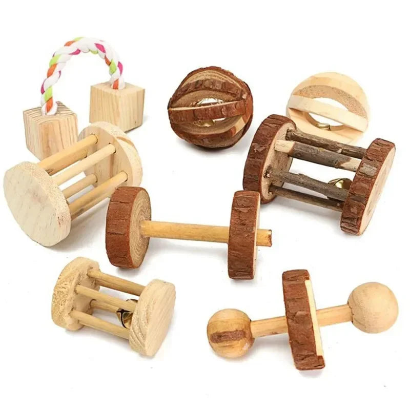 Holz-Spielzeug-Set für Kaninchen & Nager (Kiefer) - Animalivo