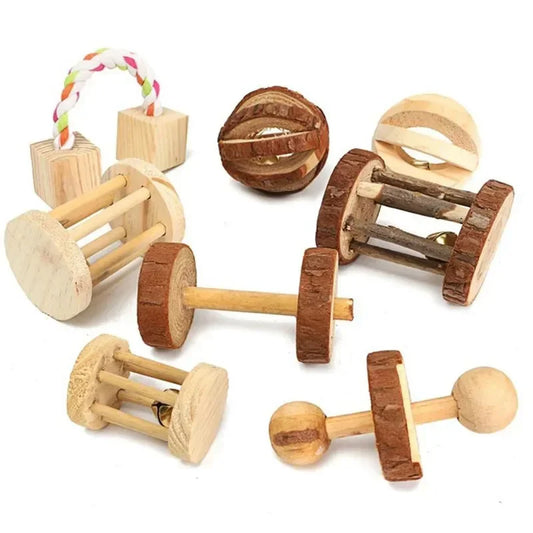 Holz-Spielzeug-Set für Kaninchen & Nager (Kiefer) - Animalivo