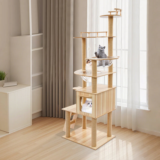 Moderner Kratzbaumturm mit Höhle & Spielhaus - Animalivo