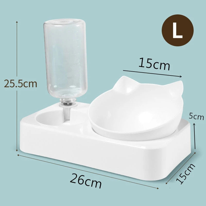 Erhöhte Doppelnäpfe mit Wasserspender, 15° geneigt - Animalivo