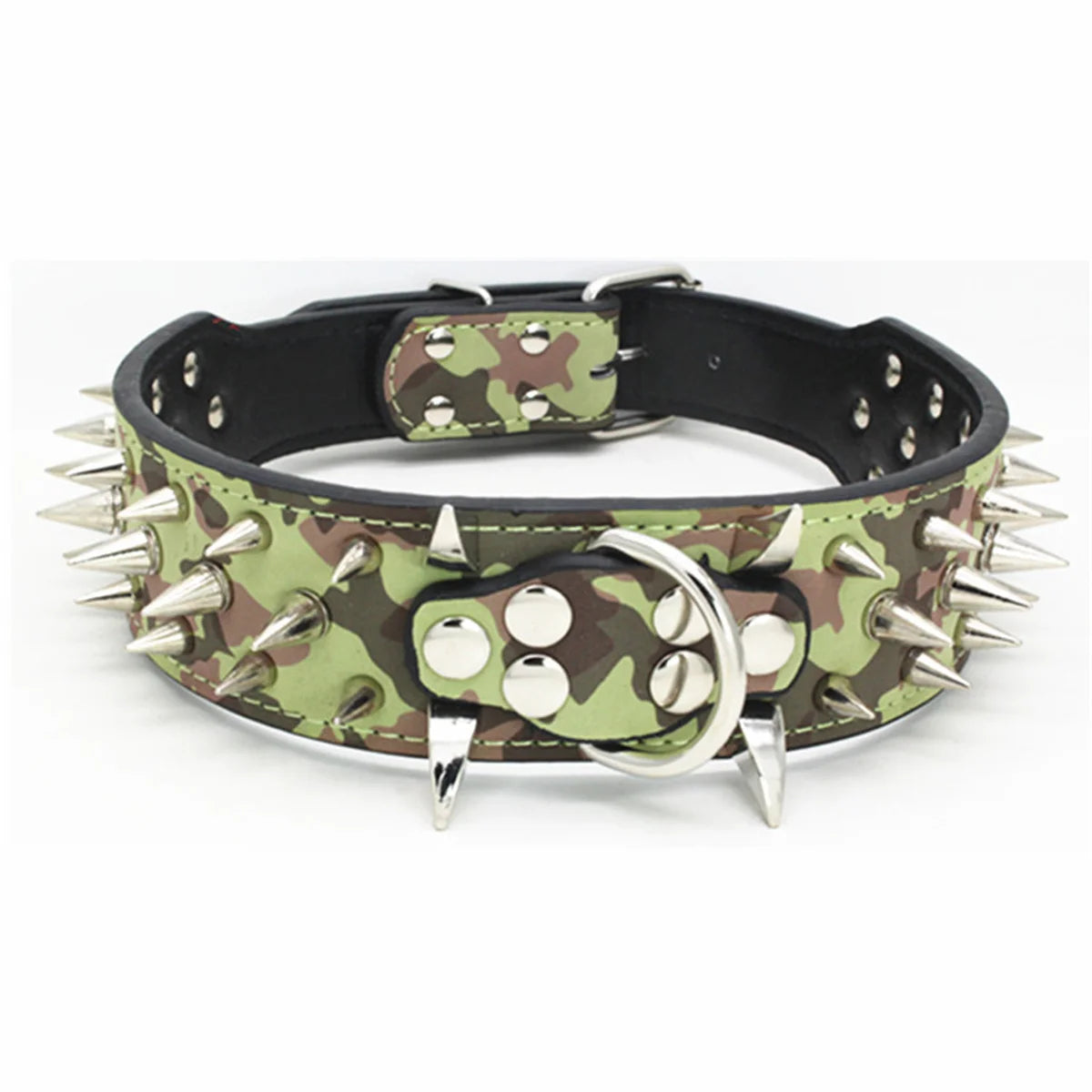 Set aus Hundehalsband und Leine mit Spikes, Hundehalsband aus Leder mit Nieten, verstellbares Hundehalsband für Spaziergänge im Freien - Animalivo