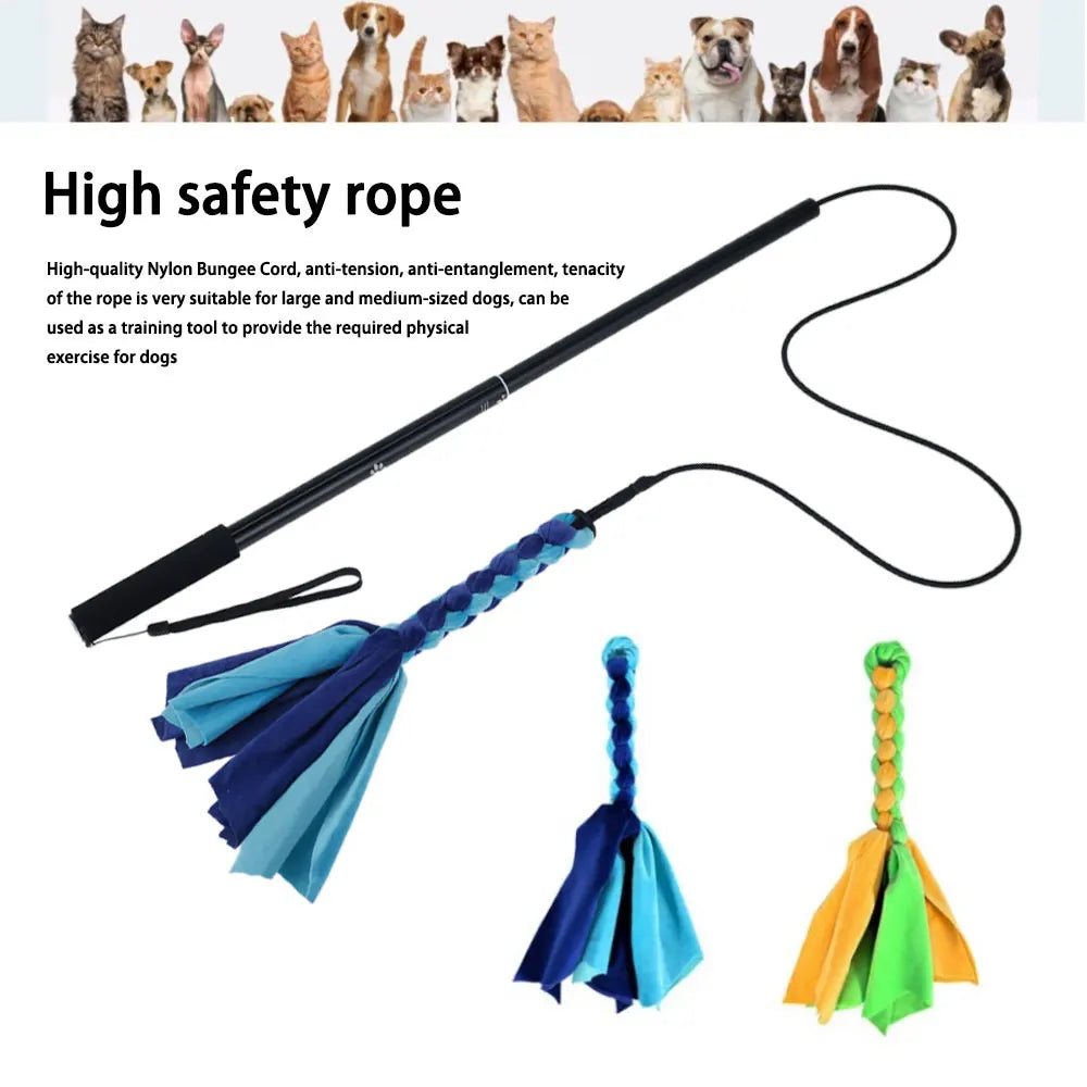 Hunde Flirt Locken Pole Stick Spielzeug Haustier Interaktive Jagen Schwanz Teaser Zauberstab Training Kauen Seil Katze Haustier - Animalivo