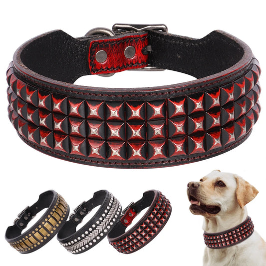 2-Zoll Breites Leder-Hundehalsband mit Spikes (Langlebig) - Animalivo
