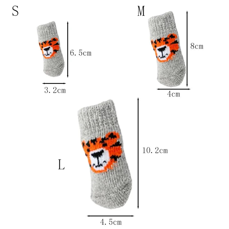 4er Set Warme Hunde- & Katzensocken  – Tiger-Design - Animalivo