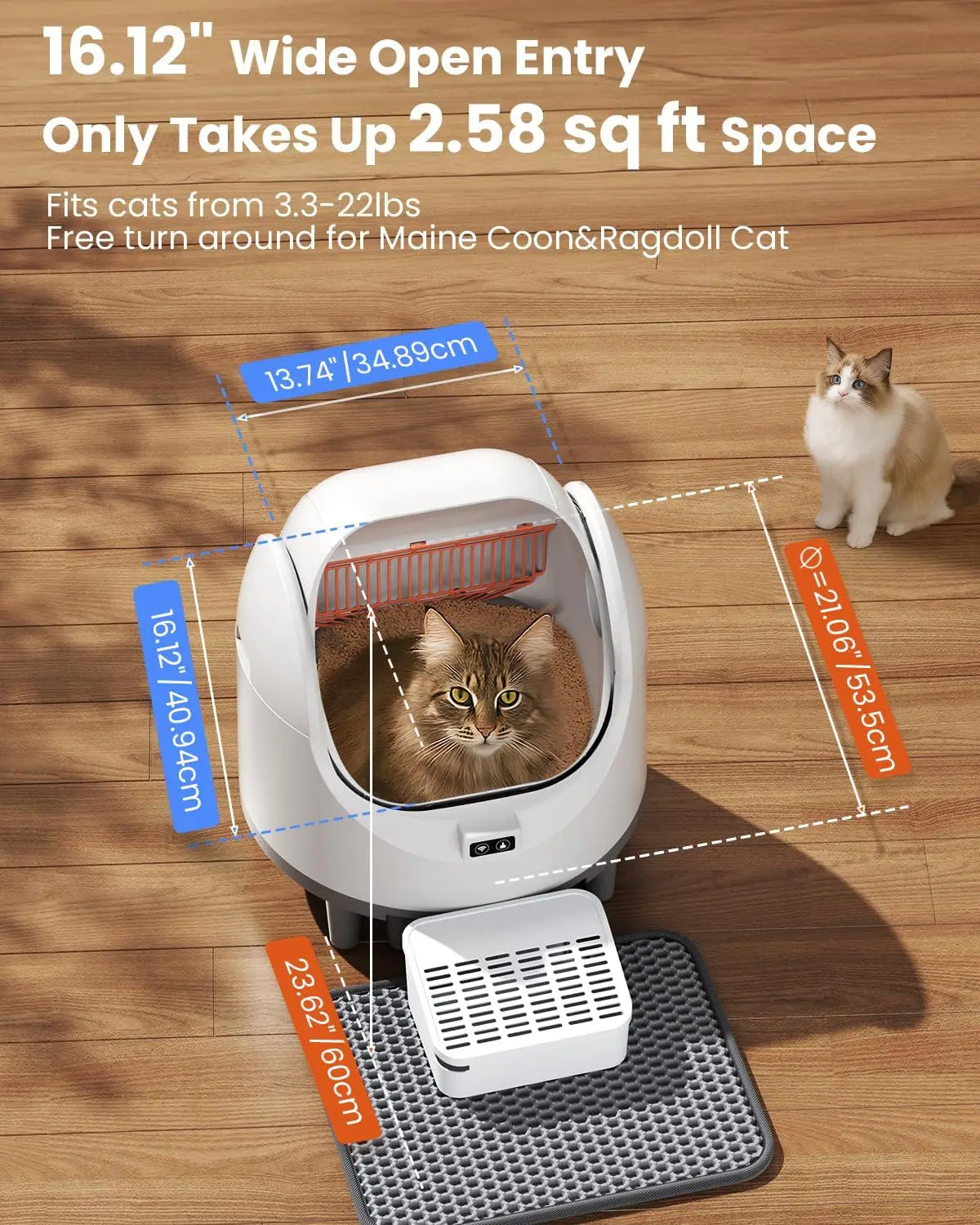 Selbstreinigende Katzentoilette, oben offen, automatische Toilette für Katzen, Katzen, automatische Toilette, spezielle große WLAN-APP-Steuerung - Animalivo