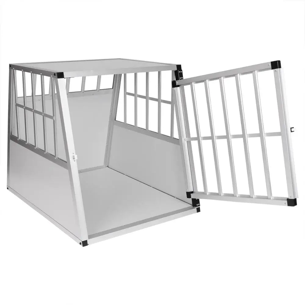 Hunde-Transportkäfig aus Aluminium: Weiß & Schwarz, 1 Tür für Reise und Zuhause - Animalivo