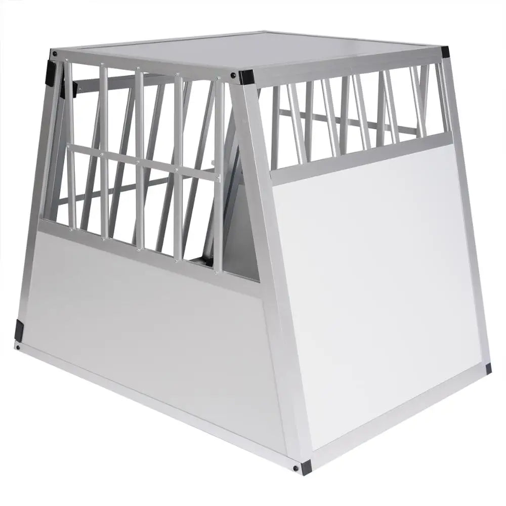 Hunde-Transportkäfig aus Aluminium: Weiß & Schwarz, 1 Tür für Reise und Zuhause - Animalivo