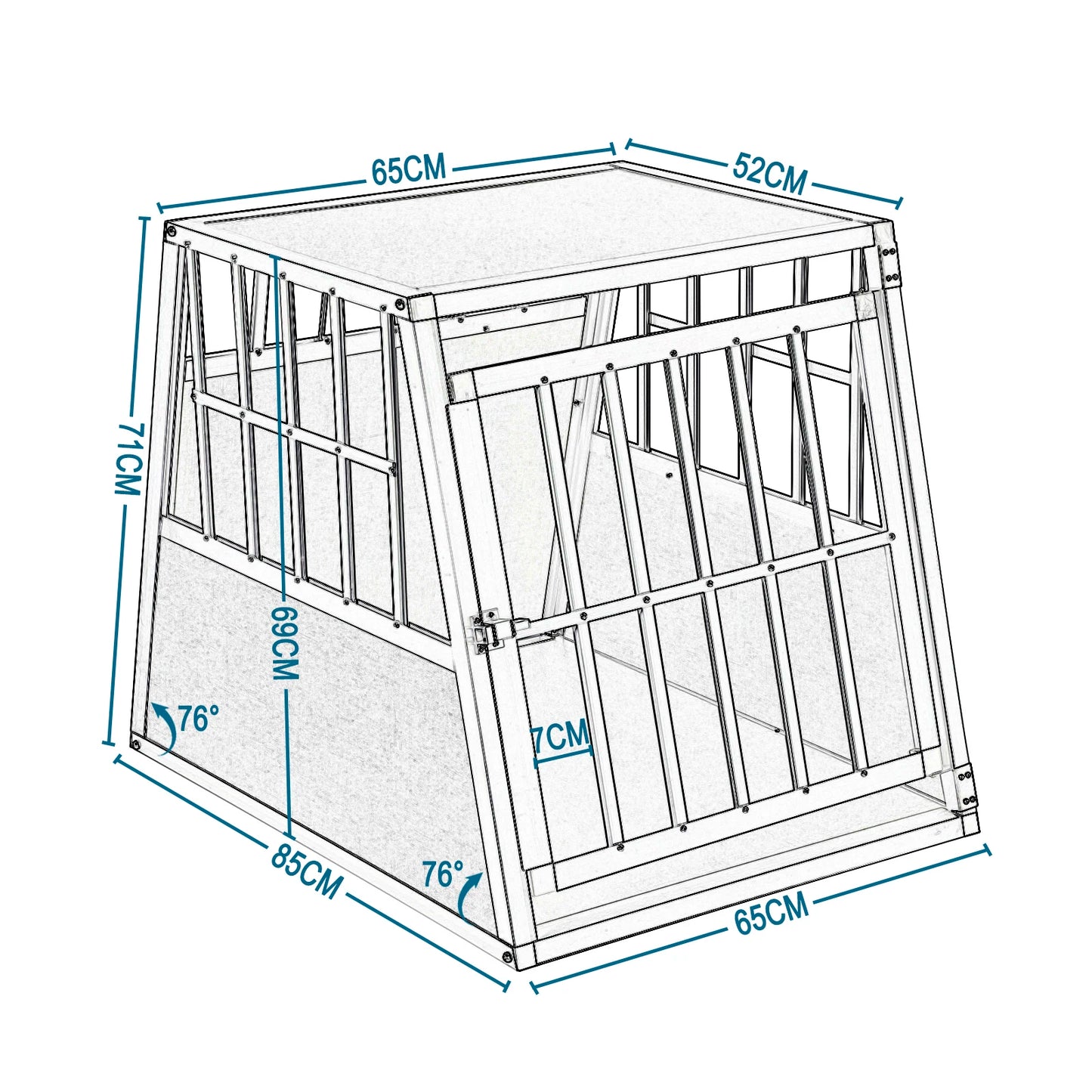 Hunde-Transportkäfig aus Aluminium: Weiß & Schwarz, 1 Tür für Reise und Zuhause - Animalivo